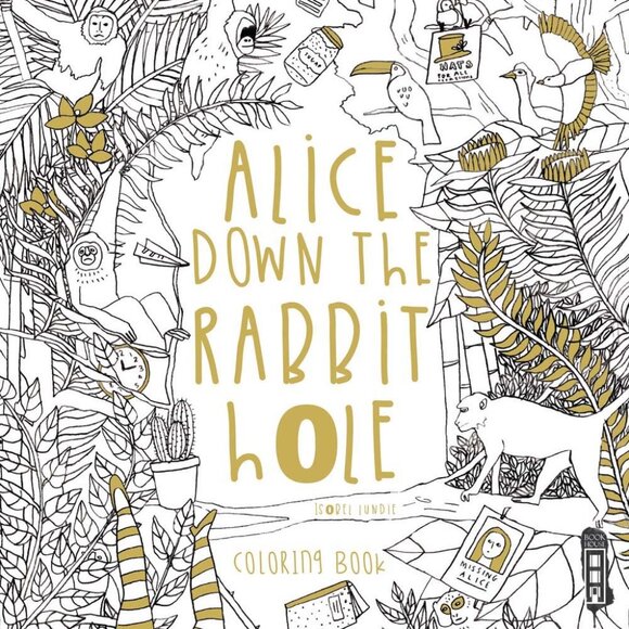 NEW! Alice Down The Rabbit Hole: Coloring Book - Picture 1 of 1